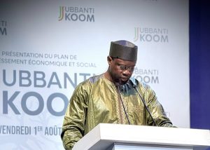 Le Premier ministre Ousmane Sonko lors du Plan de Redressement Économique et Social